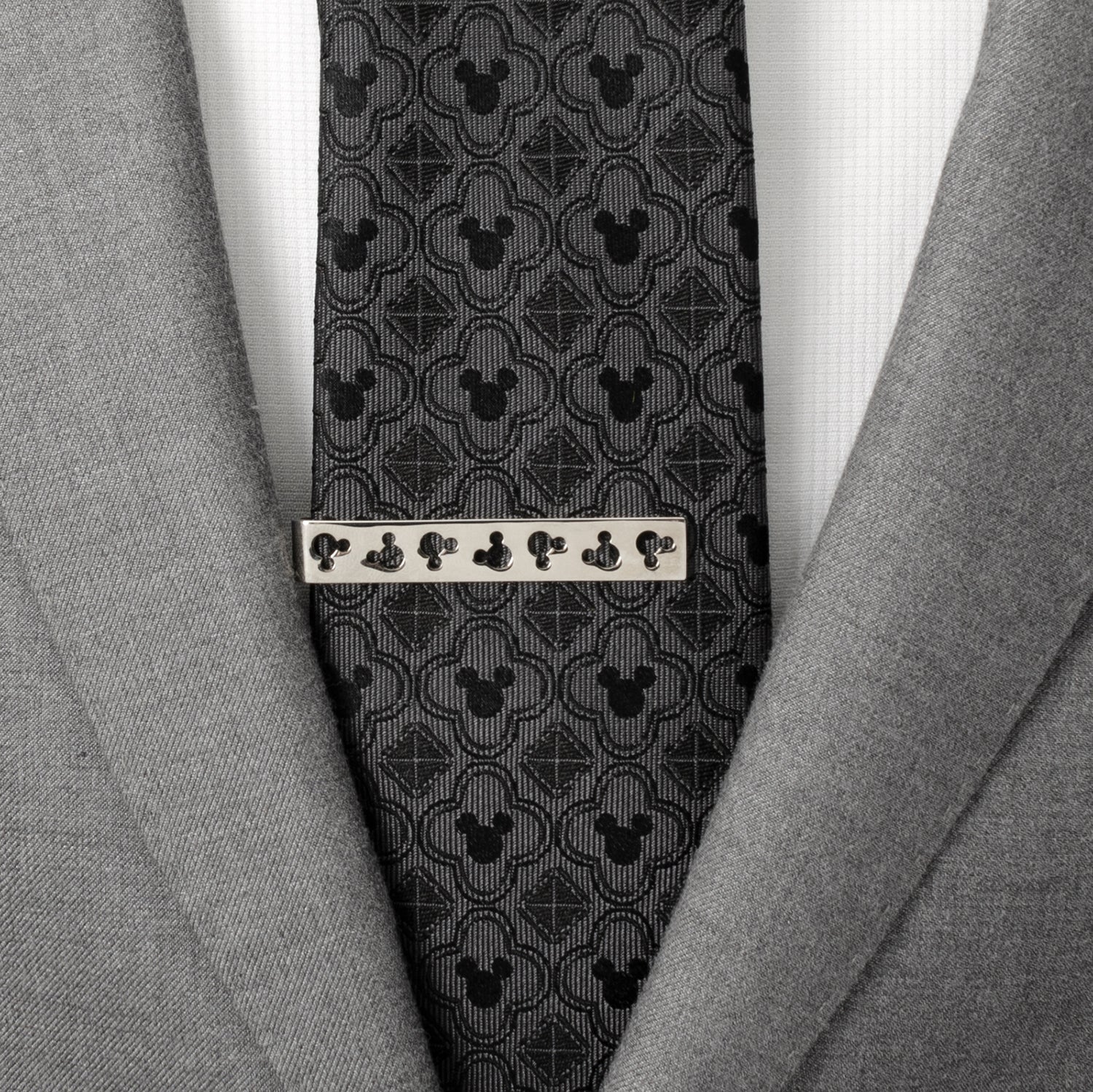 Disney Mickey Mouse Silhouette Cutout Silver Tie Bar - Cufflinks.com - Flyclothing LLC