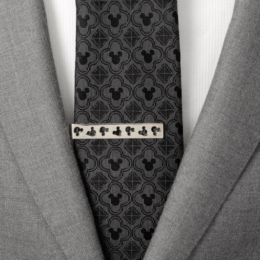 Disney Mickey Mouse Silhouette Cutout Silver Tie Bar