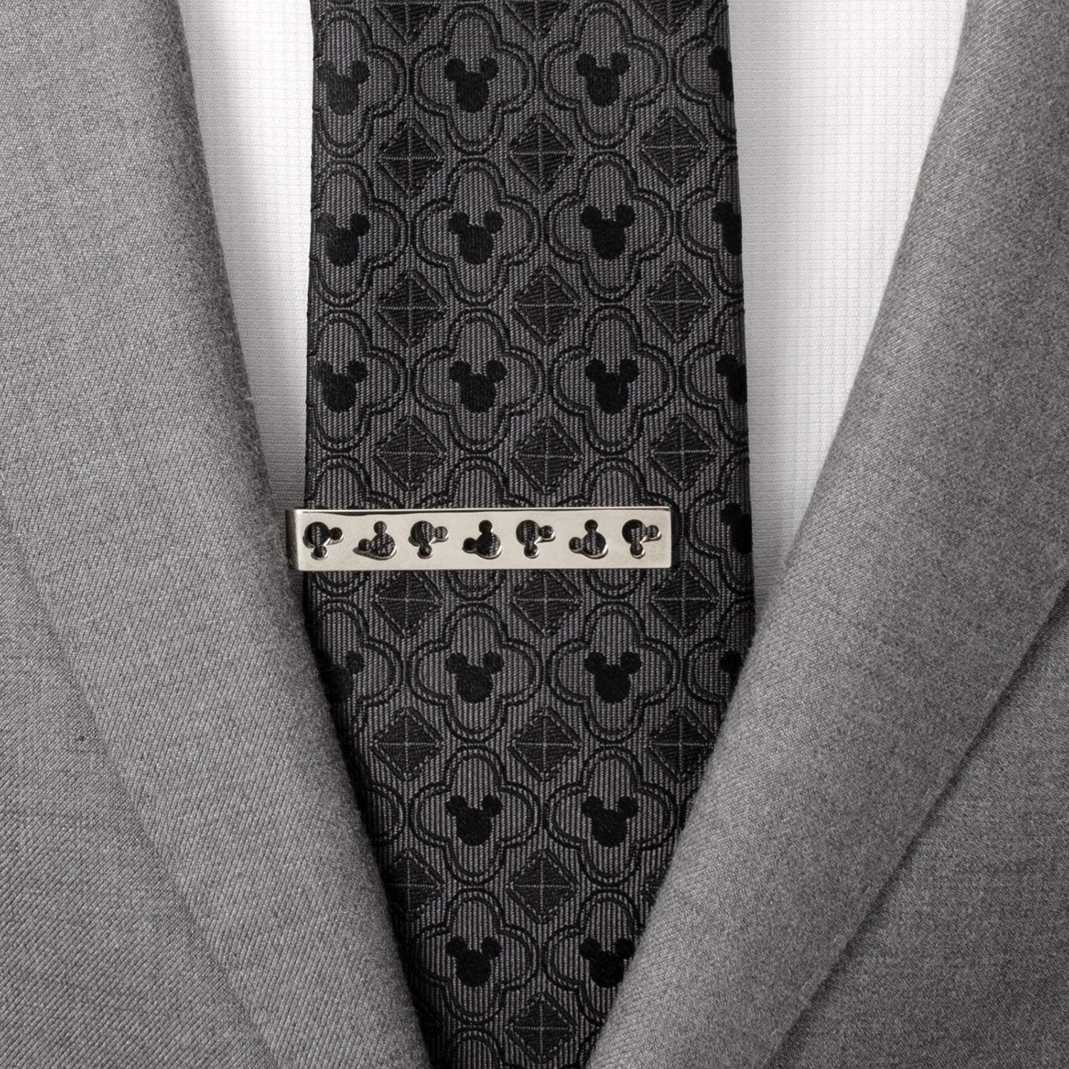 Disney Mickey Mouse Silhouette Cutout Silver Tie Bar - Cufflinks.com - Flyclothing LLC