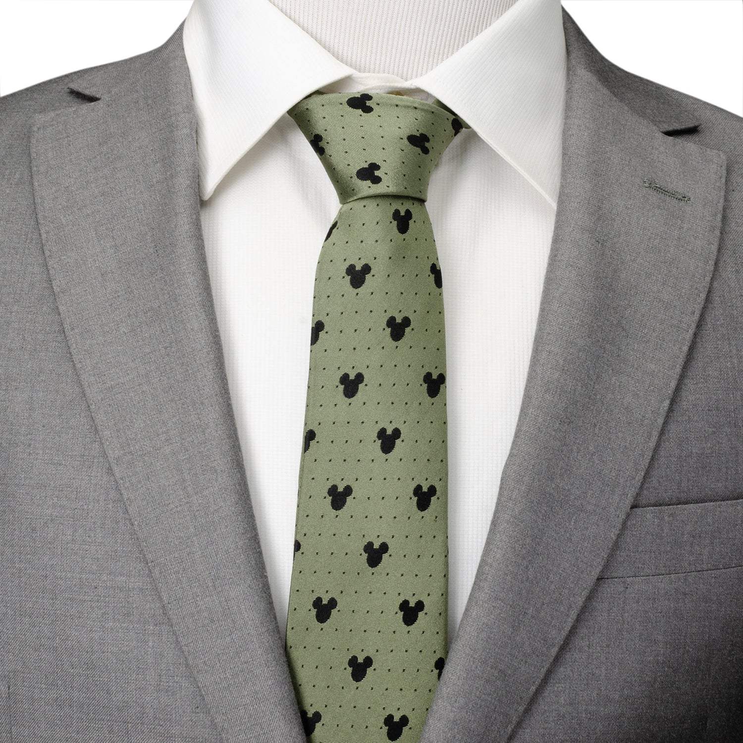 Disney Mickey Mouse Silhouette Dot Green Men's Tie - Cufflinks.com - Flyclothing LLC