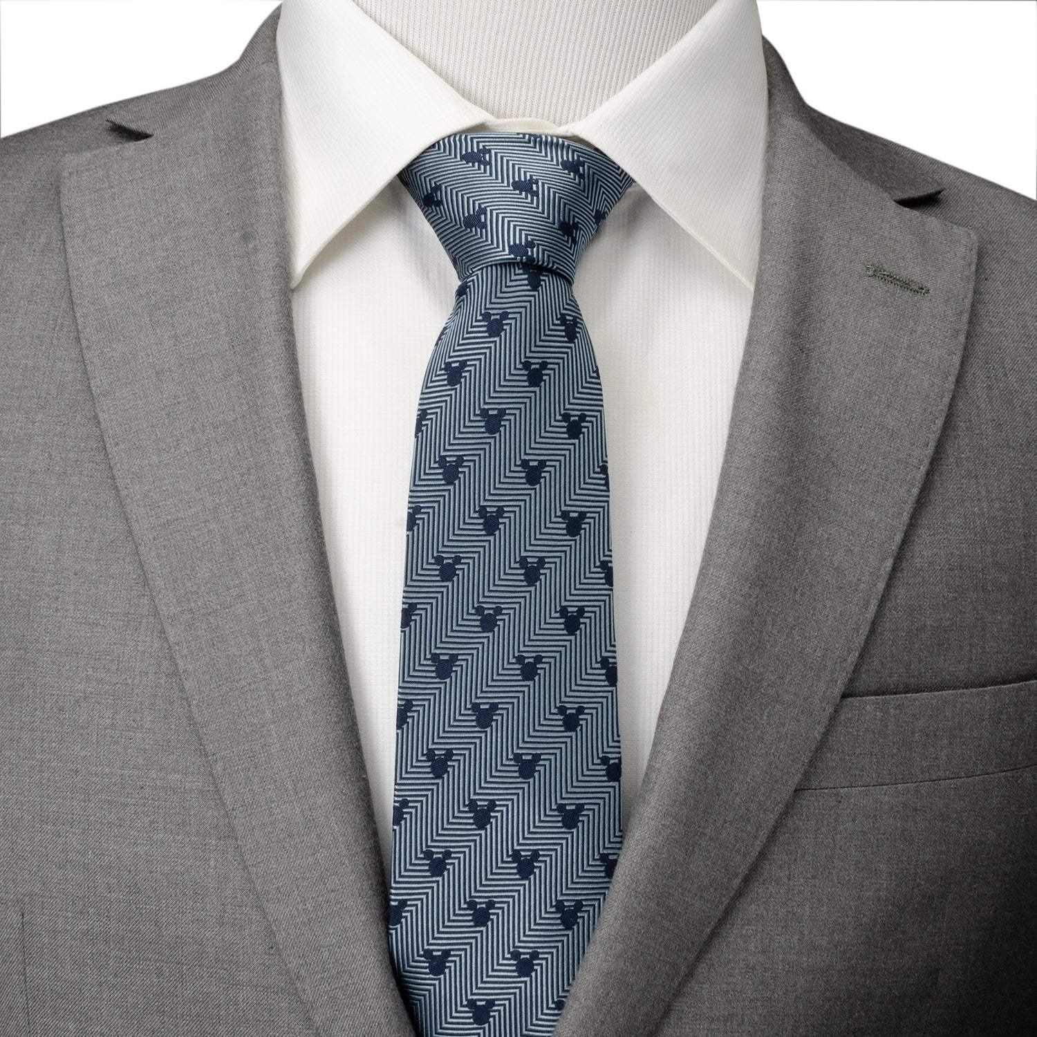 Disney Mickey Mouse Silhouette Blue Herringbone Men's Tie - Cufflinks.com - Flyclothing LLC