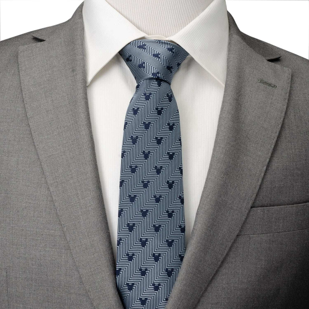 Disney Mickey Mouse Silhouette Blue Herringbone Men's Tie - Cufflinks.com - Flyclothing LLC