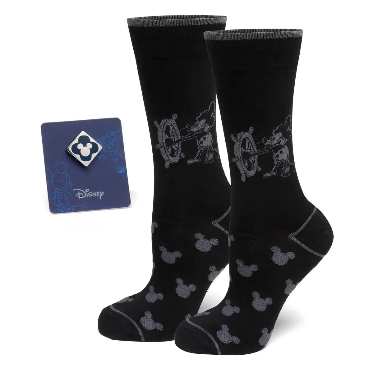 Disney Mickey Mouse Steamboat Willie Sock and Mickey Blue Lapel Pin Gift Set - Cufflinks.com - Flyclothing LLC