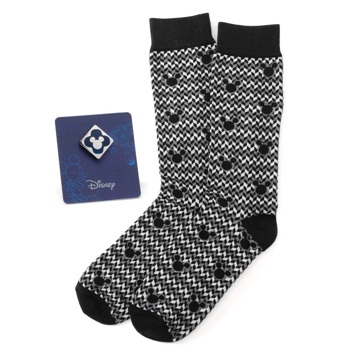 Disney Mickey Mouse Silhouette Chevron Sock and Mickey Blue Lapel Pin Gift Set - Cufflinks.com - Flyclothing LLC