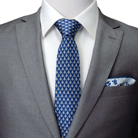 Disney Mickey Mouse Silhouette Pattern Dot Blue Tie - Cufflinks.com - Flyclothing LLC