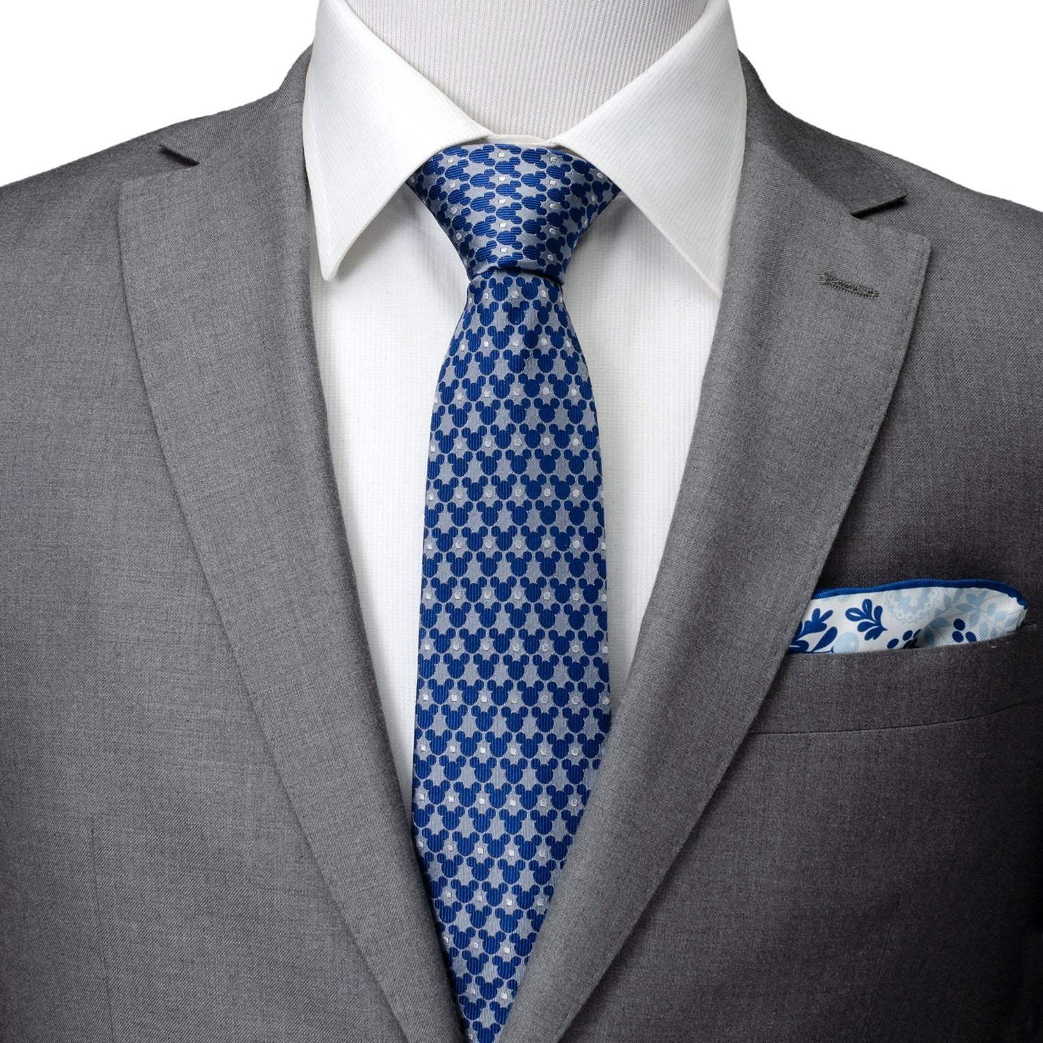 Disney Mickey Mouse Silhouette Pattern Dot Blue Tie - Cufflinks.com - Flyclothing LLC