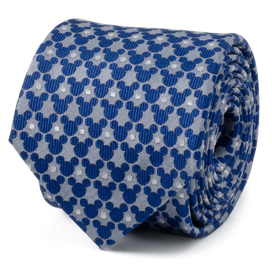 Disney Mickey Mouse Silhouette Pattern Dot Blue Tie - Cufflinks.com - Flyclothing LLC