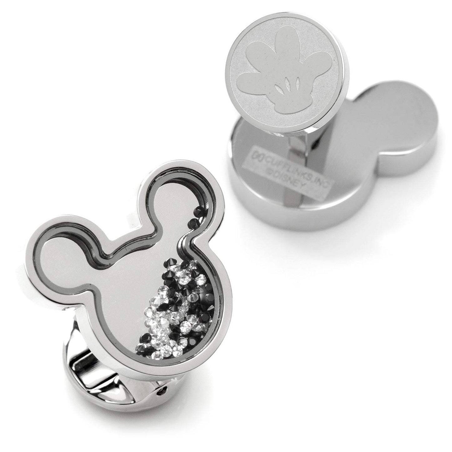 Disney Mickey Mouse Silhouette Floating B/W Crystal Stainless Steel Cufflinks - Cufflinks.com - Flyclothing LLC