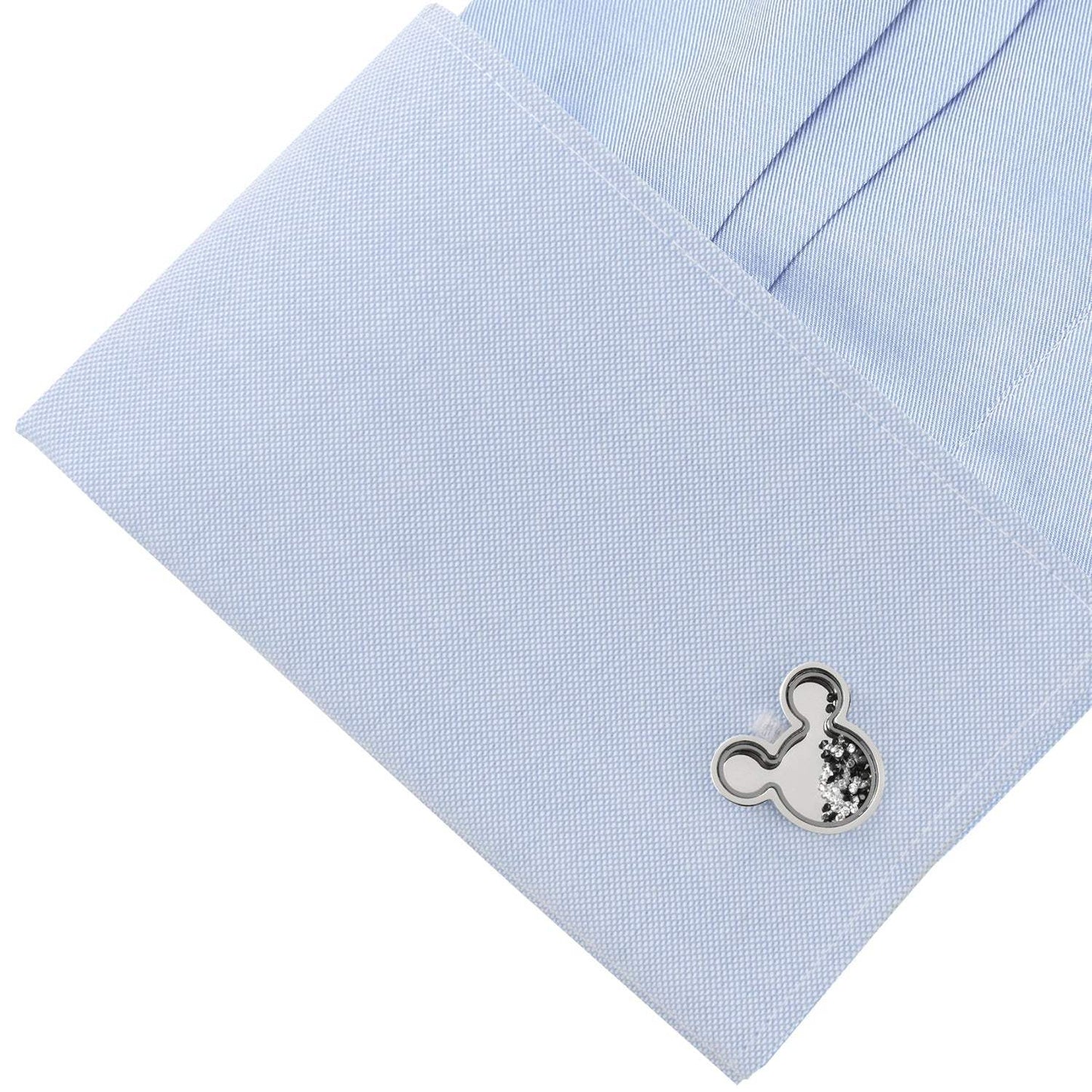 Disney Mickey Mouse Silhouette Floating B/W Crystal Stainless Steel Cufflinks - Cufflinks.com - Flyclothing LLC