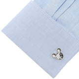 Disney Mickey Mouse Silhouette Floating B/W Crystal Stainless Steel Cufflinks - Cufflinks.com - Flyclothing LLC