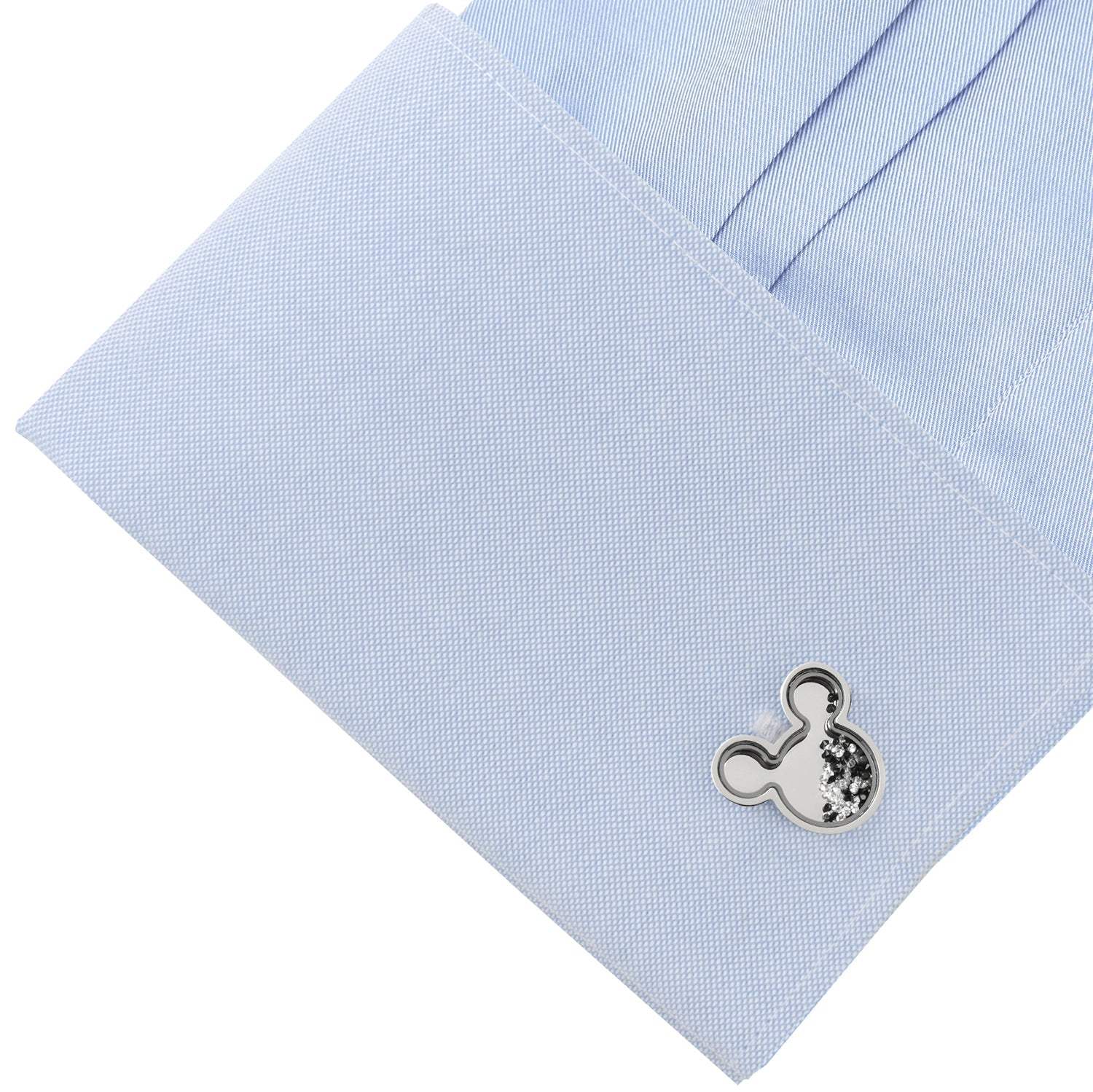 Disney Mickey Mouse Silhouette Floating B/W Crystal Stainless Steel Cufflinks - Cufflinks.com - Flyclothing LLC