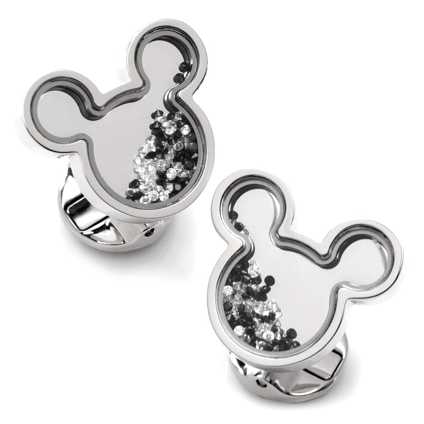Disney Mickey Mouse Silhouette Floating B/W Crystal Stainless Steel Cufflinks - Cufflinks.com - Flyclothing LLC