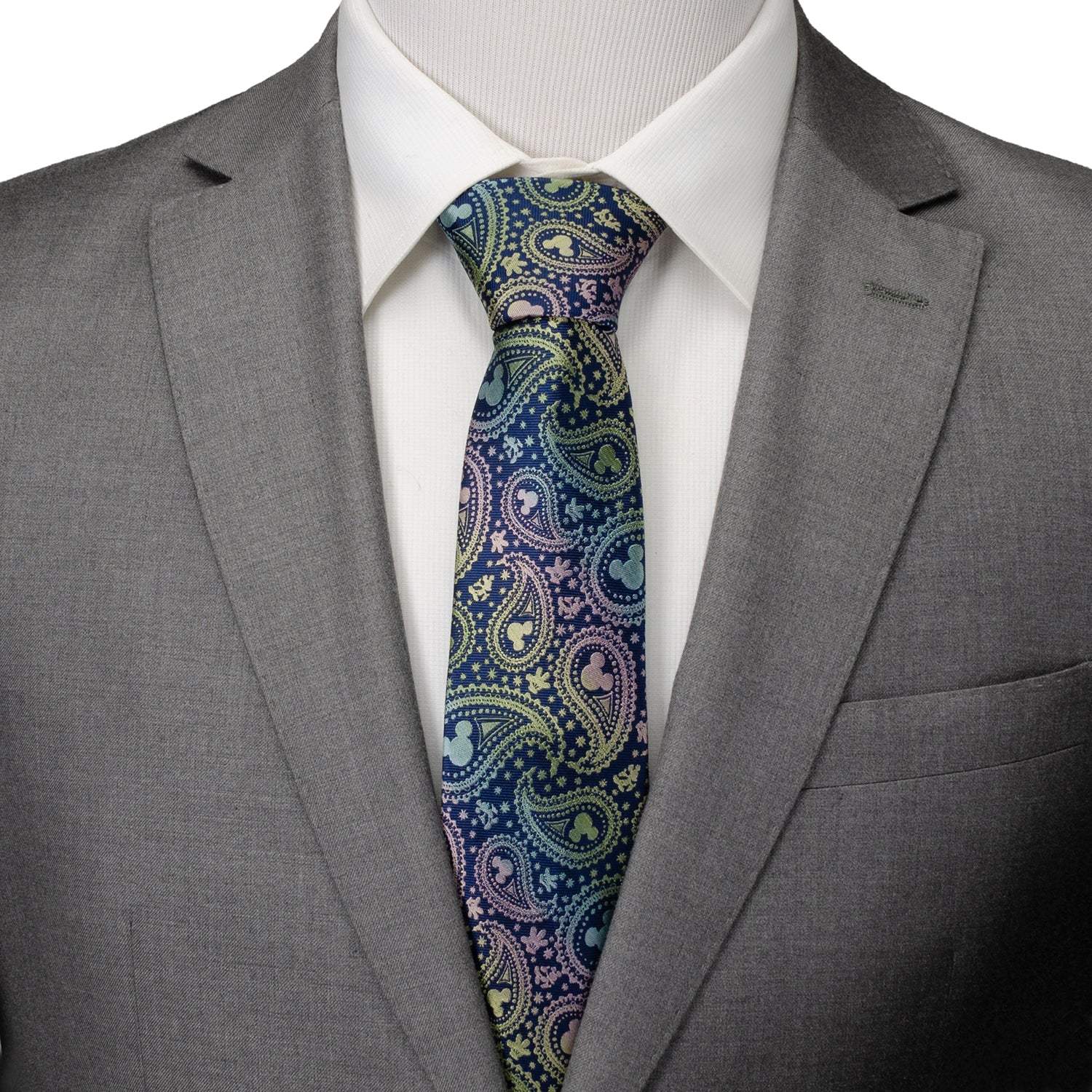 Disney Mickey Mouse Silhouette Iridescent Paisley Navy Tie - Cufflinks.com - Flyclothing LLC