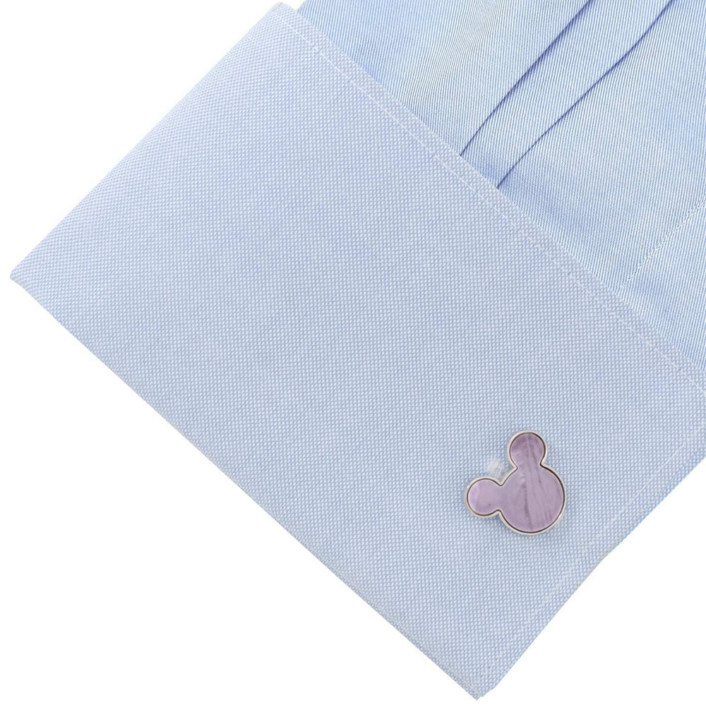 Disney Mickey Mouse Silhouette Lavender Mother of Pearl Sterling Silver Cufflinks - Cufflinks.com - Flyclothing LLC