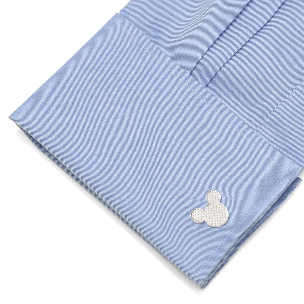 Disney Mickey Mouse Silhouette Basket Weave Cufflinks - Cufflinks.com - Flyclothing LLC