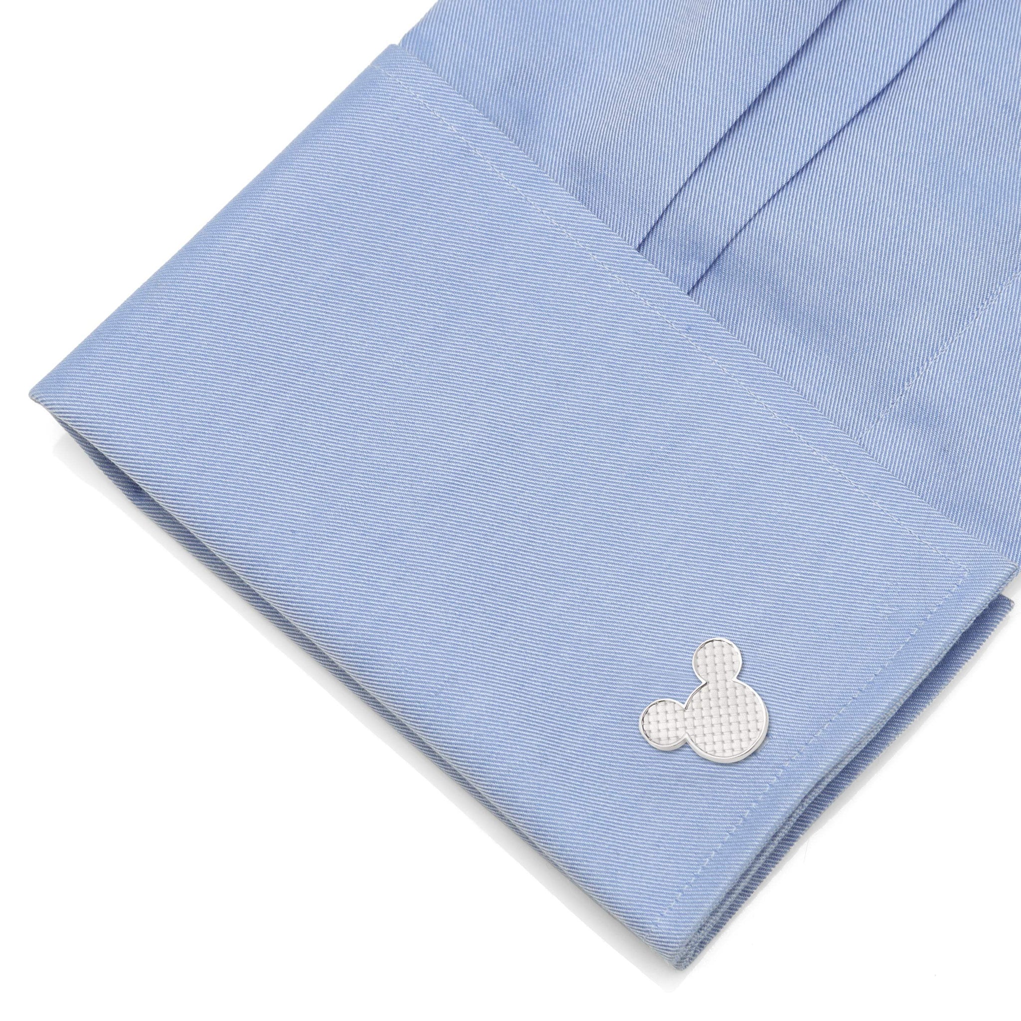 Disney Mickey Mouse Silhouette Basket Weave Cufflinks - Cufflinks.com - Flyclothing LLC