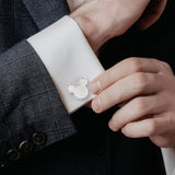 Disney Mickey Mouse Silhouette Basket Weave Cufflinks