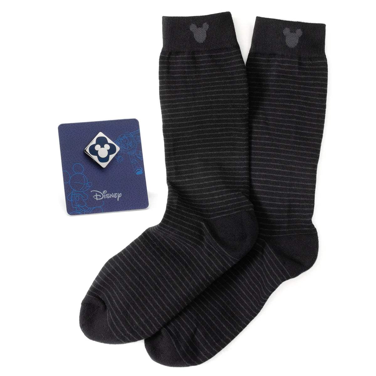 Disney Mickey Mouse Silhouette Stripe Sock and Mickey Blue Lapel Pin Gift Set - Cufflinks.com - Flyclothing LLC
