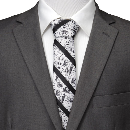 Disney The Nightmare Before Christmas Striped Black Men's Tie