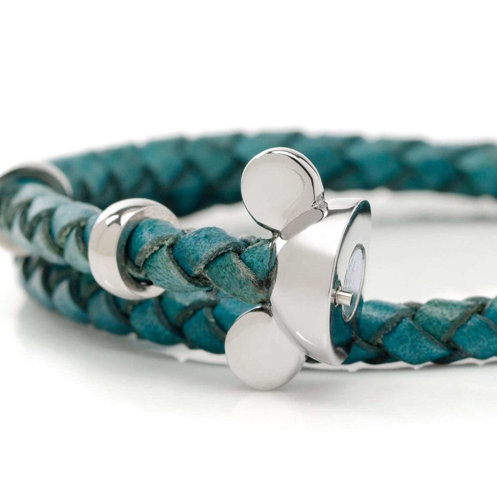 Disney Mickey Mouse Silhouette Teal Leather Wrap Bracelet - Cufflinks.com - Flyclothing LLC