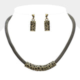 Embossed Metal Mesh Chain Necklace - Madeline Love - Flyclothing LLC