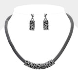 Embossed Metal Mesh Chain Necklace - Madeline Love - Flyclothing LLC
