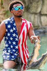 The Tommy J | American Flag Print Sleeveless Suit - Shinesty