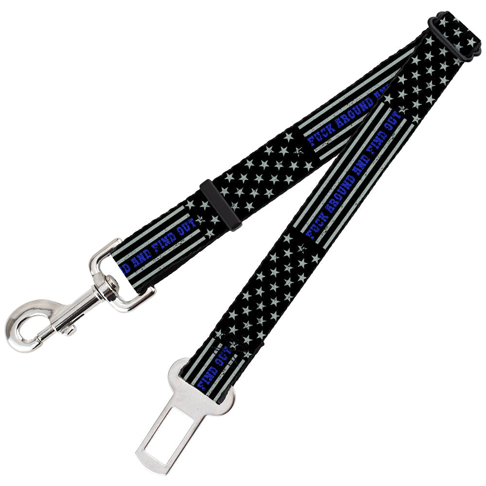 Dog Safety Seatbelt for Cars - FAFO FUCK AROUND AND FIND OUT Thin Blue Line Flag - Buckle-Down - Flyclothing LLC