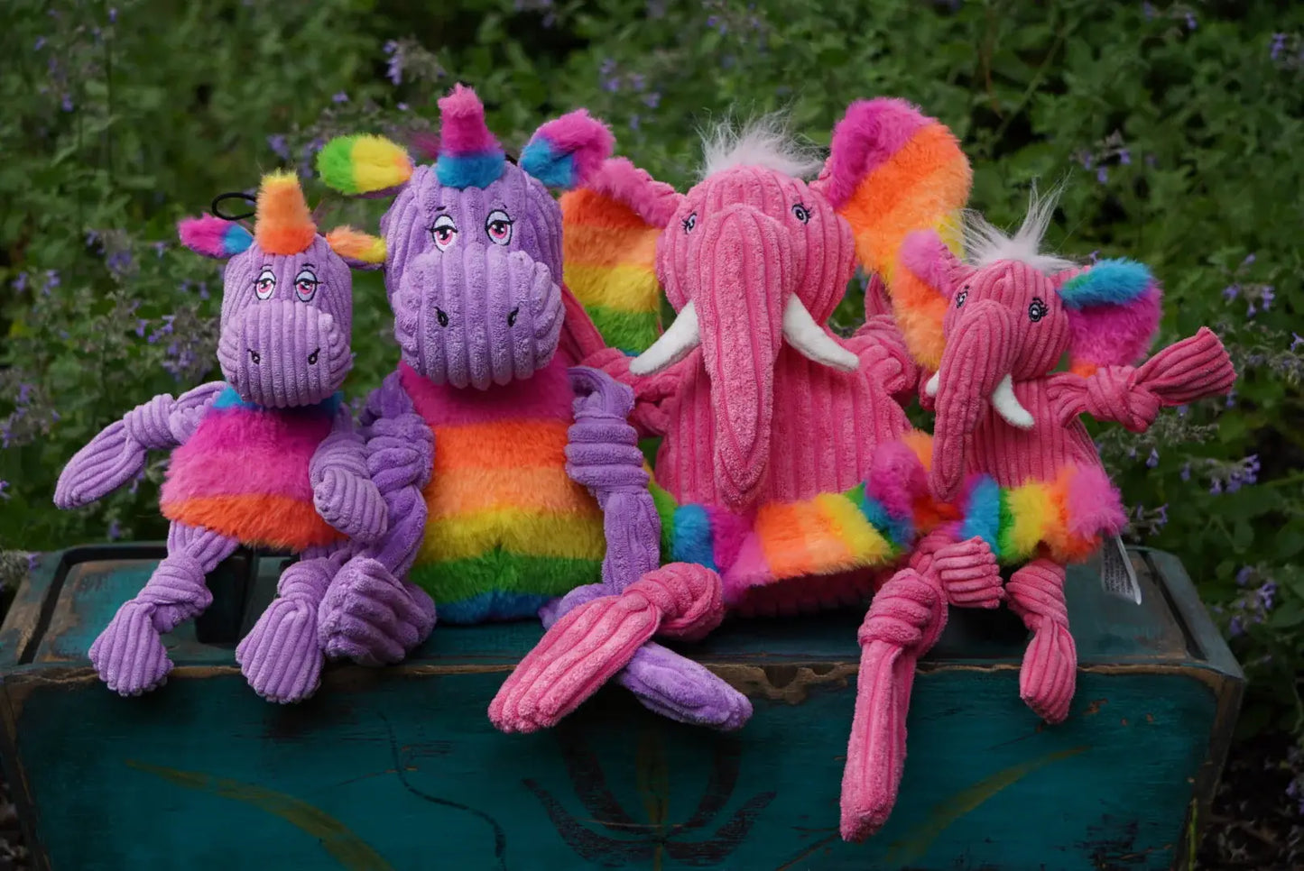 Rainbow Elephant Knottie® Plush Dog Toy - HuggleHounds - Flyclothing LLC