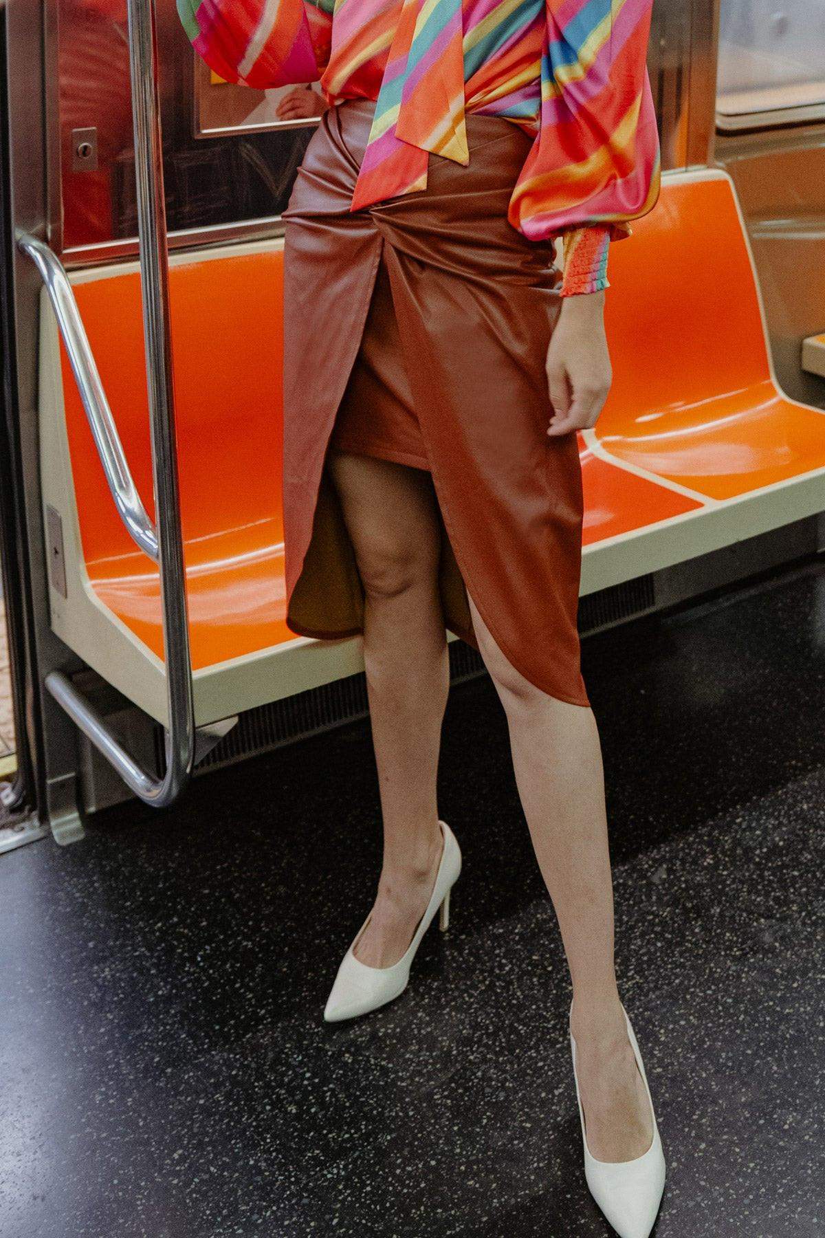 CHOOSE US LEATHER MIDI SKIRT - Flying Tomato - Flyclothing LLC