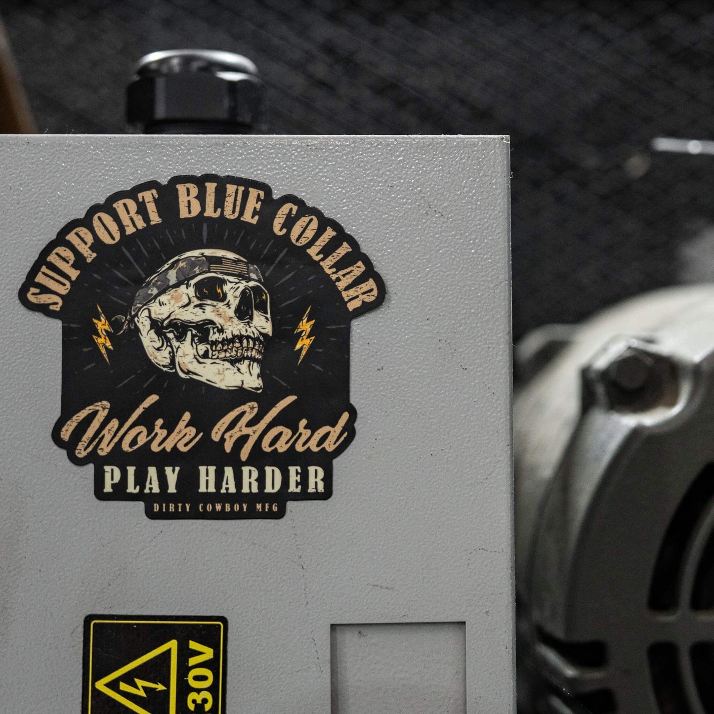 Work Hard Play Harder Blue Collar Decal - DIRTY COWBOY USA - Flyclothing LLC