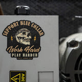 Work Hard Play Harder Blue Collar Decal - DIRTY COWBOY USA - Flyclothing LLC