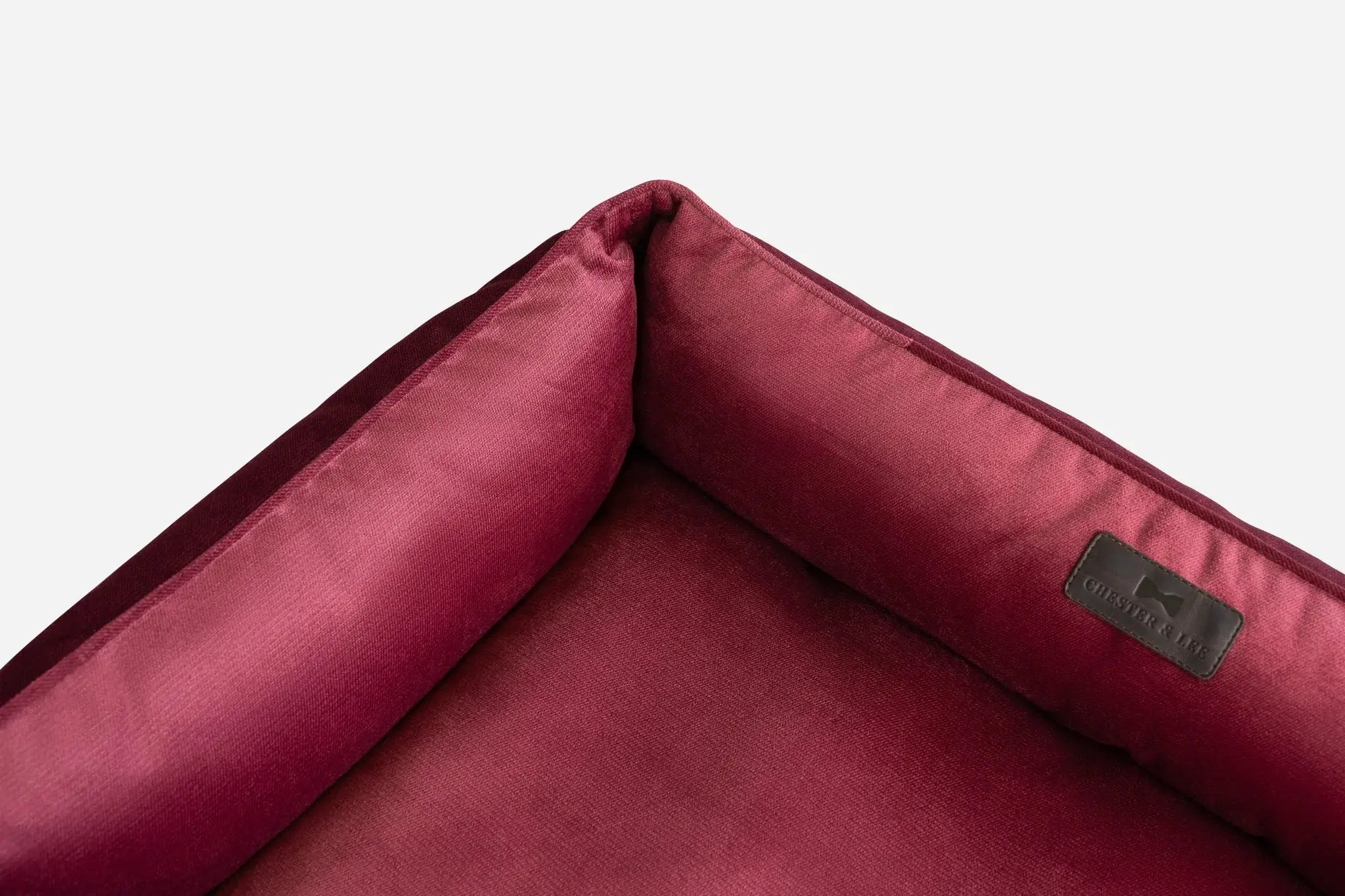 Chester & Lee | Vibrant Velvet Sleeper Dog Bed Wine - Chester & Lee - Flyclothing LLC