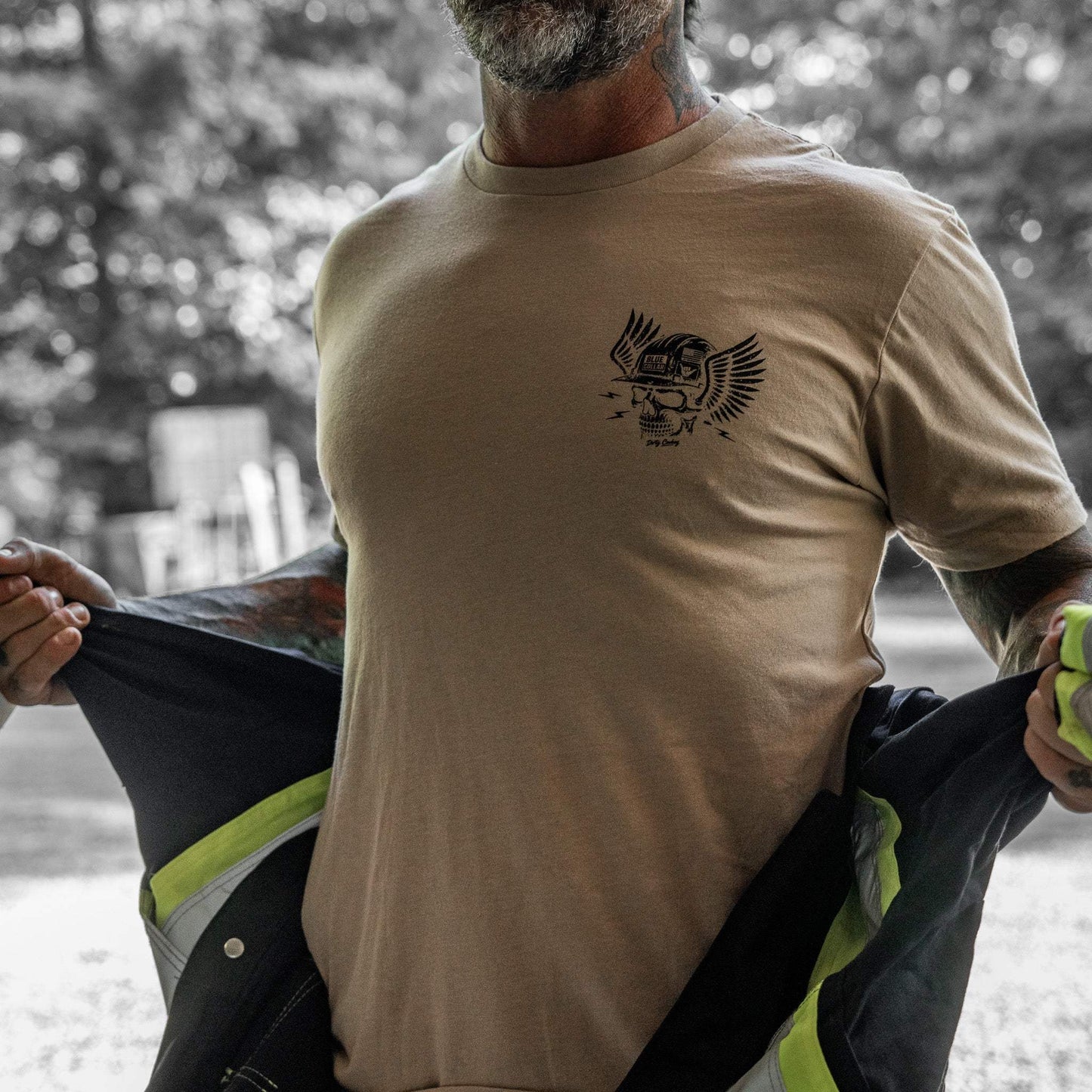 Blue Collar Skull Men's T-Shirt - DIRTY COWBOY USA - Flyclothing LLC