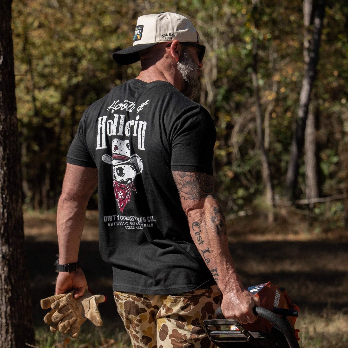 Hootin' And Hollern' Cowboy Skull Men's T-Shirt - DIRTY COWBOY USA - Flyclothing LLC