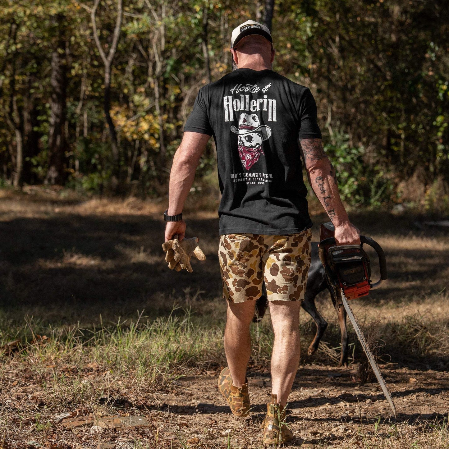 Hootin' And Hollern' Cowboy Skull Men's T-Shirt - DIRTY COWBOY USA - Flyclothing LLC