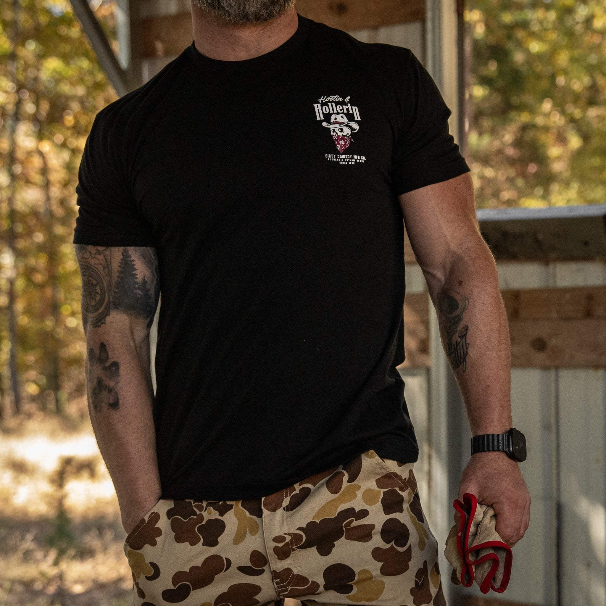 Hootin' And Hollern' Cowboy Skull Men's T-Shirt - DIRTY COWBOY USA - Flyclothing LLC
