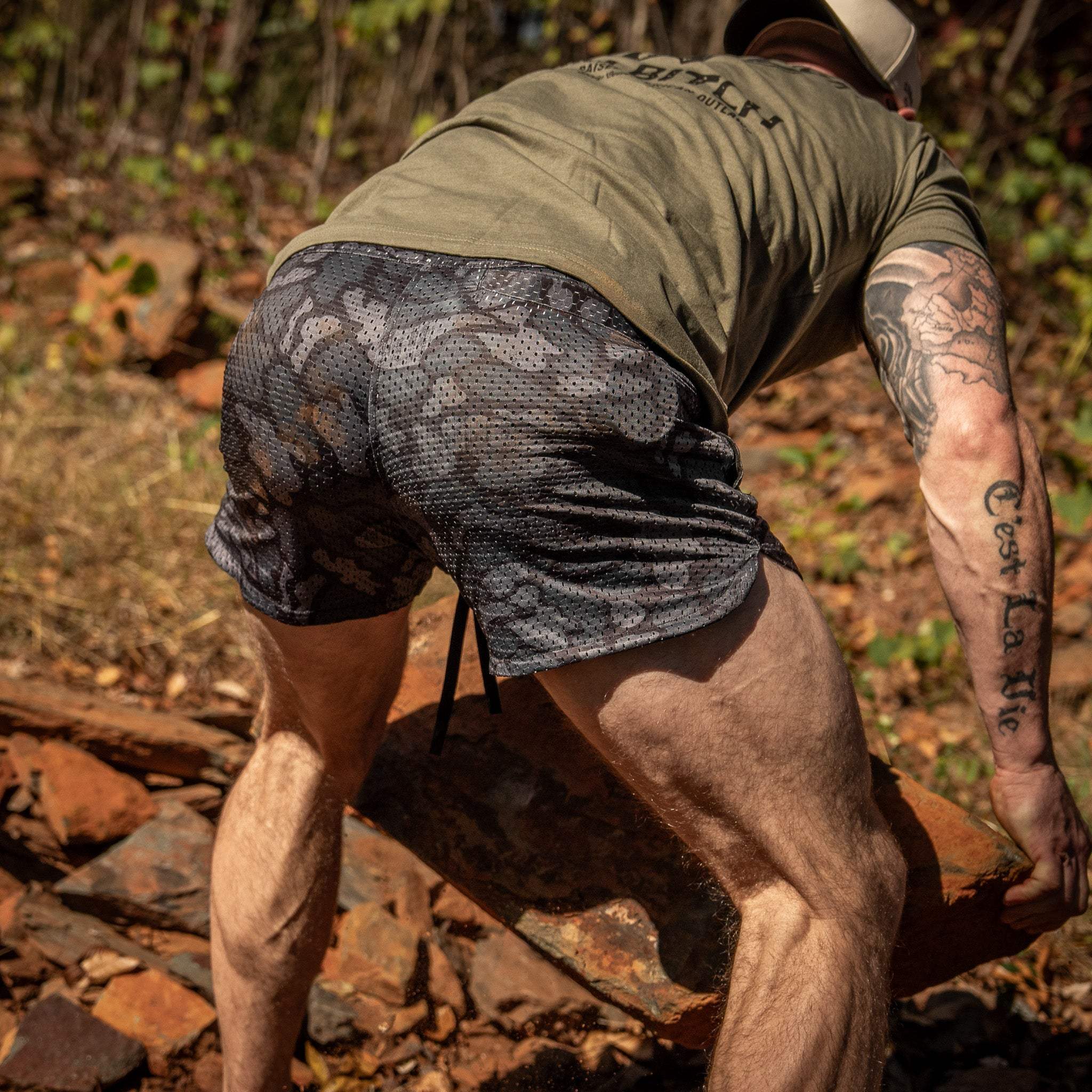 Men’s Double-Layer Mesh Training Shorts — 5" Inseam - DIRTY COWBOY USA - Flyclothing LLC