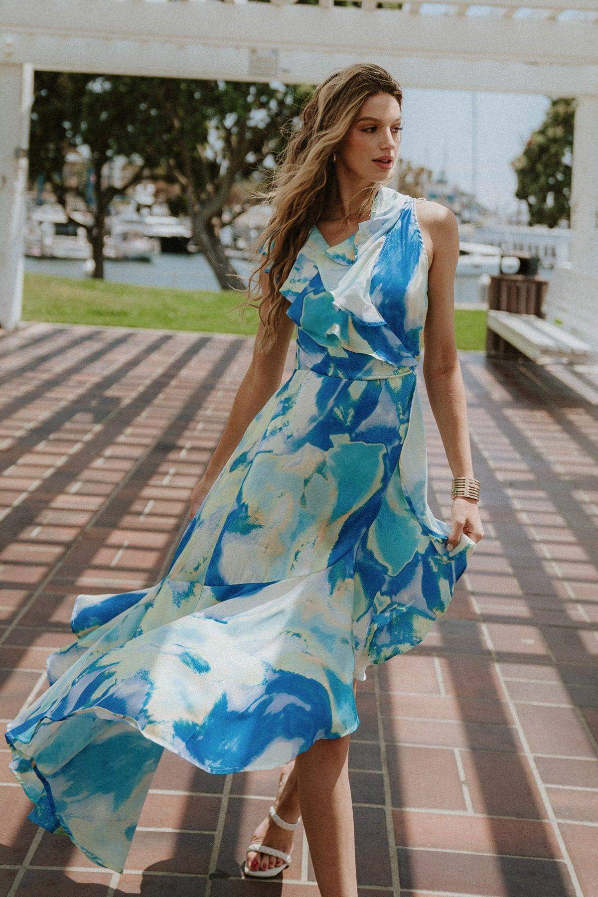 LA BEBE WOVEN SATIN MAXI DRESS - Flying Tomato - Flyclothing LLC