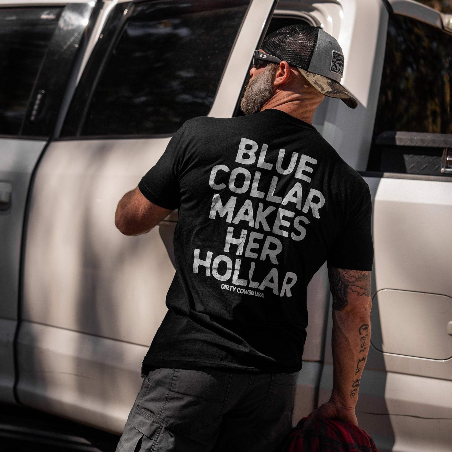 Blue Collar Makes Her Hollar Men's T-Shirt - DIRTY COWBOY USA - Flyclothing LLC