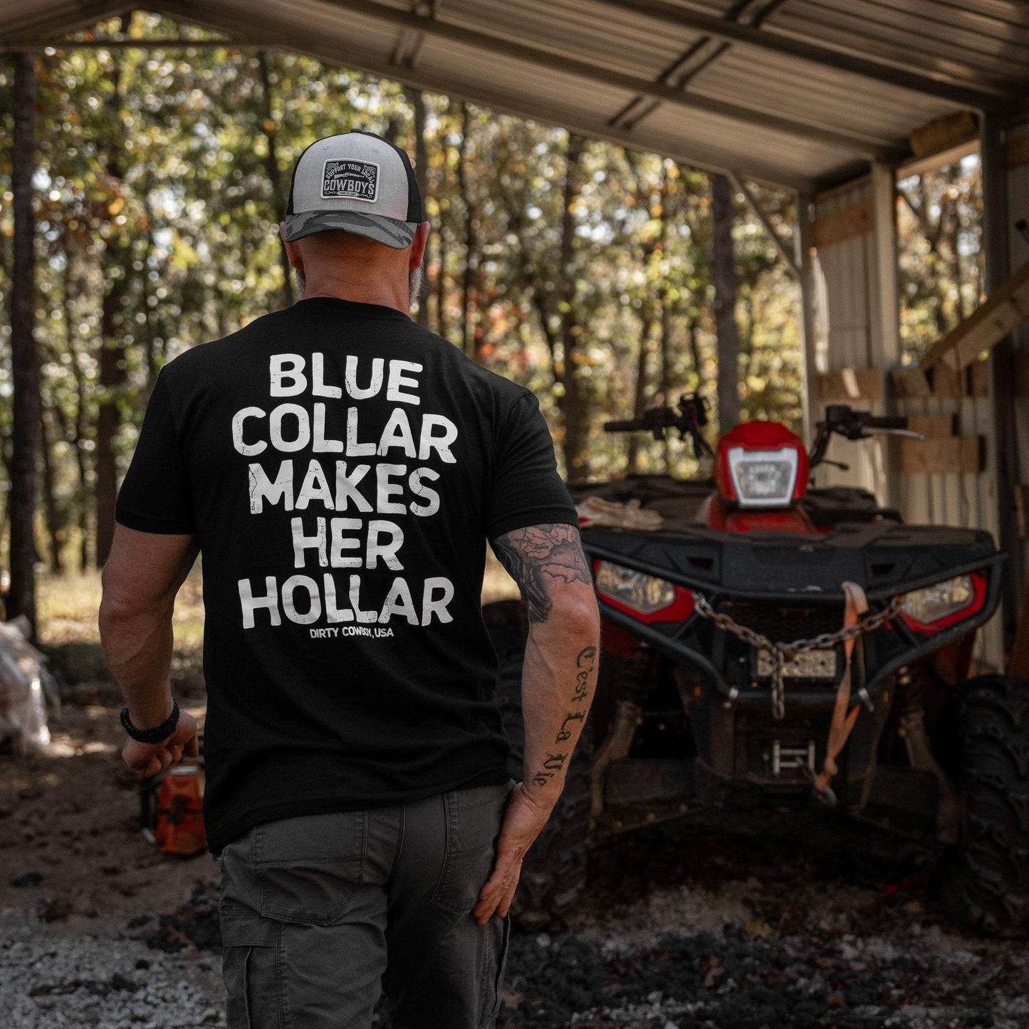 Blue Collar Makes Her Hollar Men's T-Shirt - DIRTY COWBOY USA - Flyclothing LLC