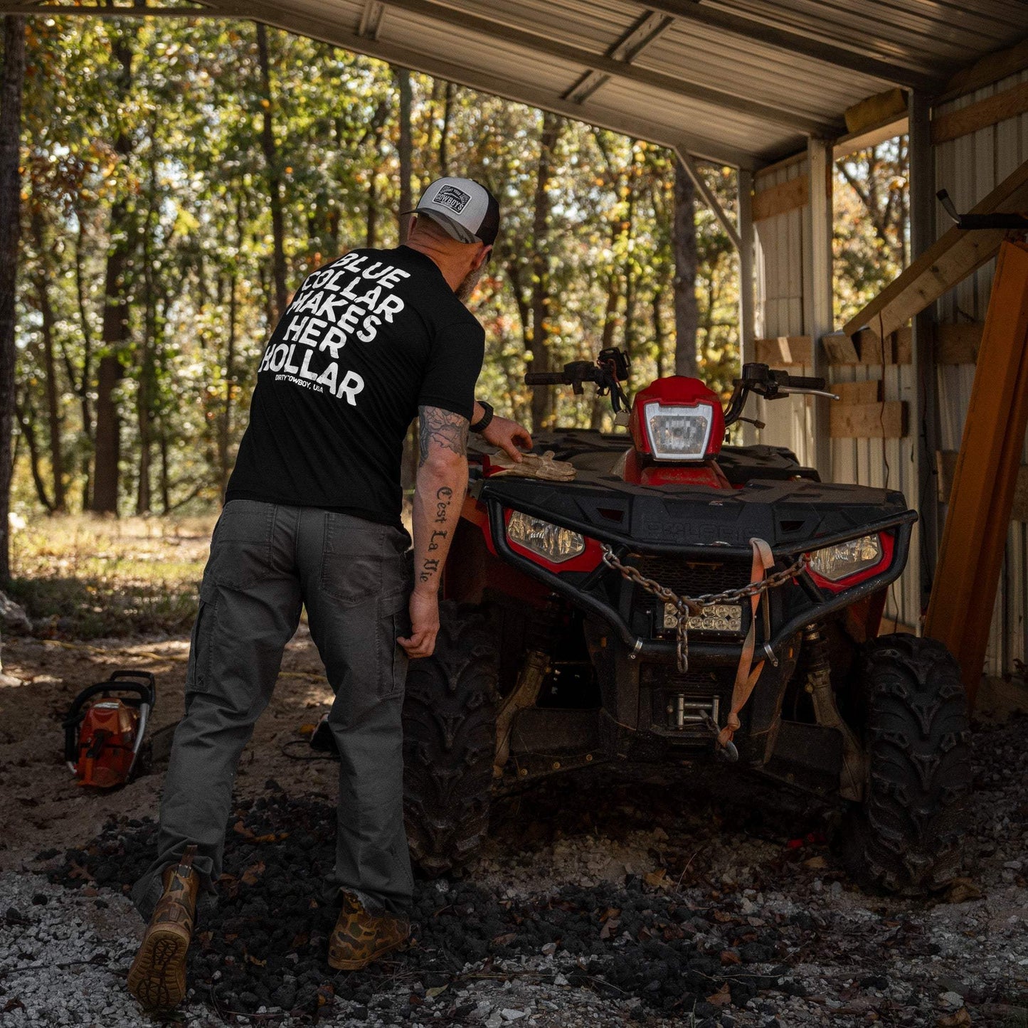 Blue Collar Makes Her Hollar Men's T-Shirt - DIRTY COWBOY USA - Flyclothing LLC