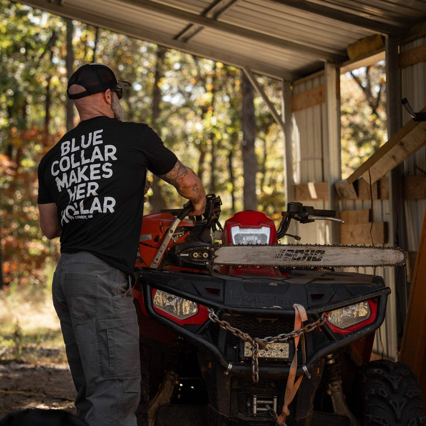 Blue Collar Makes Her Hollar Men's T-Shirt - DIRTY COWBOY USA - Flyclothing LLC