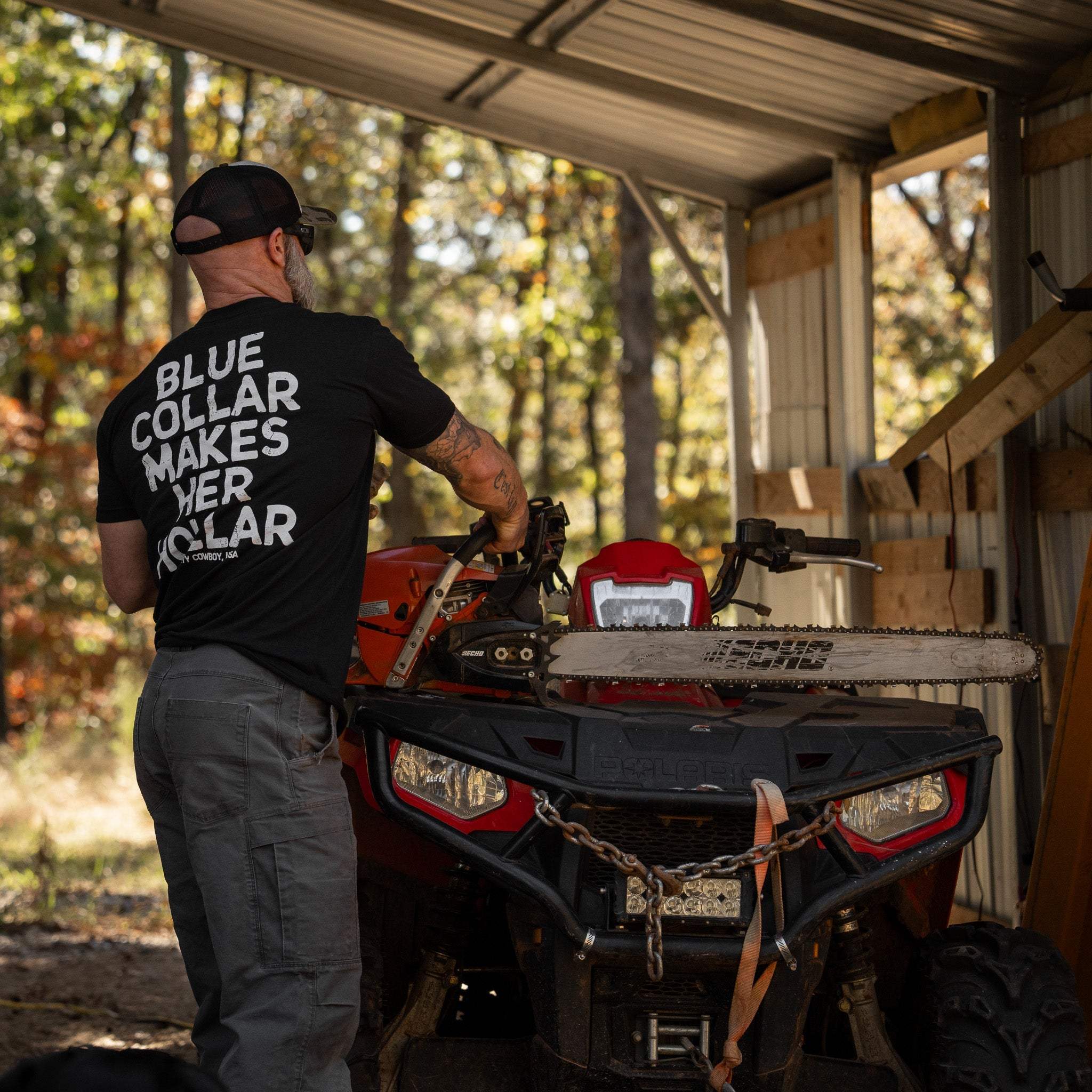 Blue Collar Makes Her Hollar Men's T-Shirt - DIRTY COWBOY USA - Flyclothing LLC