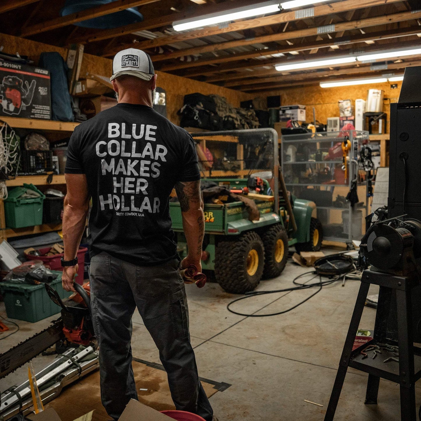 Blue Collar Makes Her Hollar Men's T-Shirt - DIRTY COWBOY USA - Flyclothing LLC