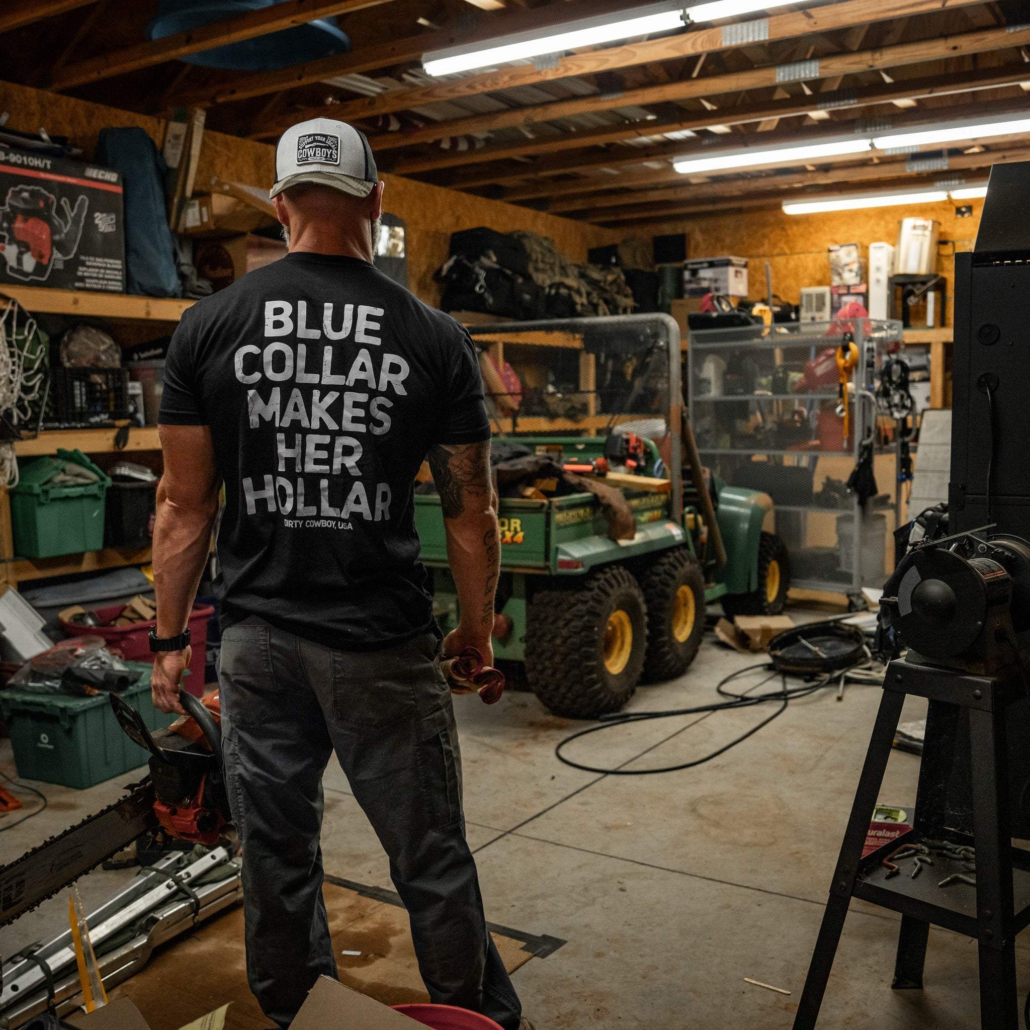 Blue Collar Makes Her Hollar Men's T-Shirt - DIRTY COWBOY USA - Flyclothing LLC