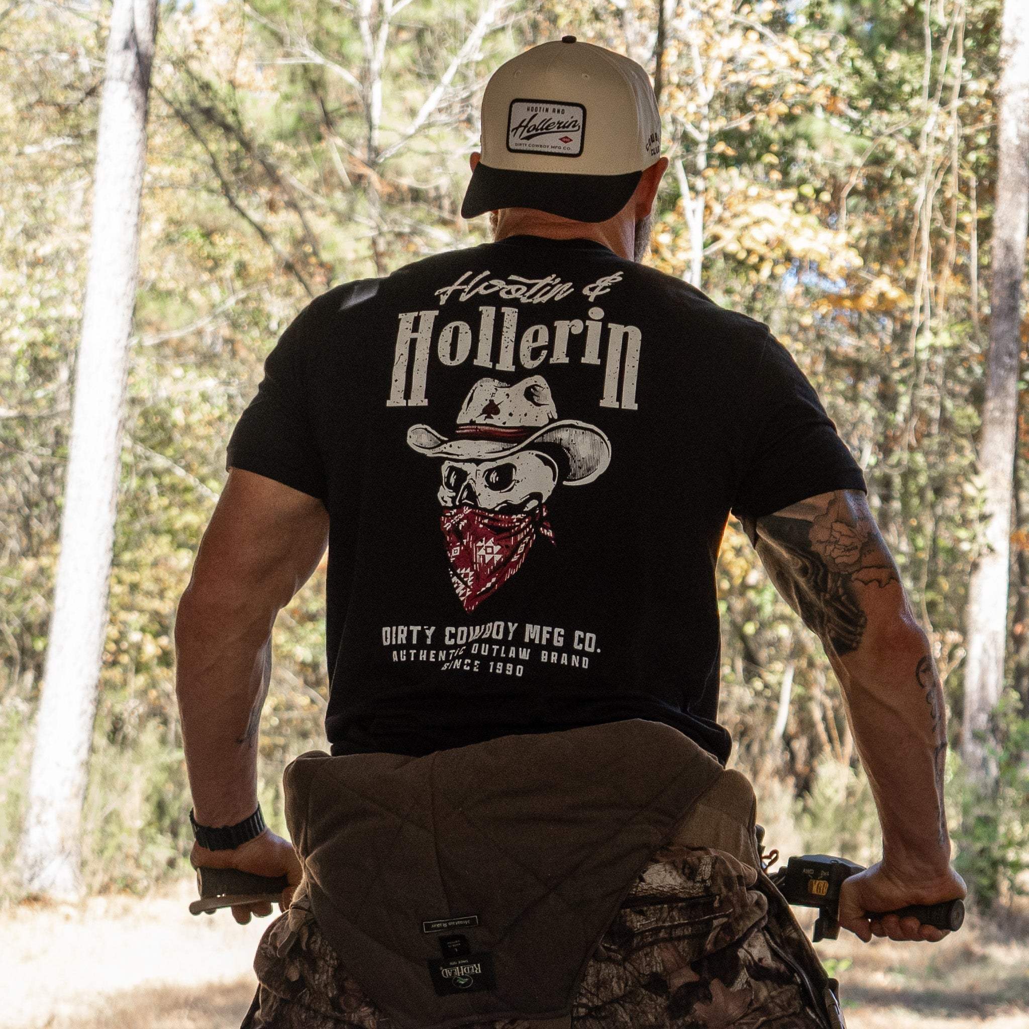 Hootin' And Hollern' Cowboy Skull Men's T-Shirt - DIRTY COWBOY USA - Flyclothing LLC