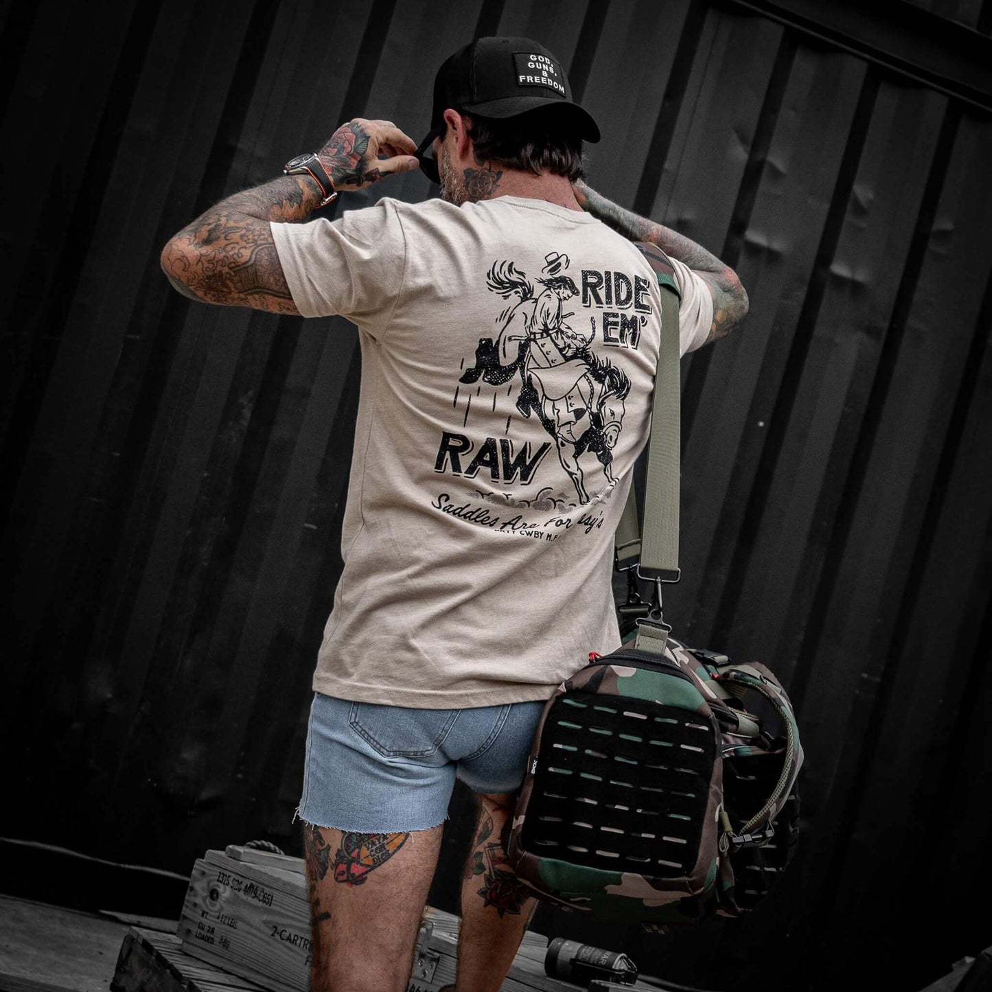 Ride 'Em Raw Saddles Are For Sissy's Men's T-Shirt - DIRTY COWBOY USA - Flyclothing LLC