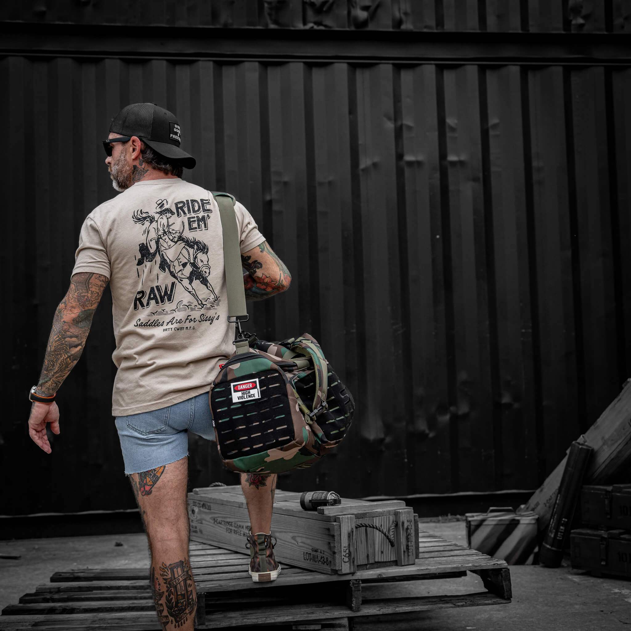 Ride 'Em Raw Saddles Are For Sissy's Men's T-Shirt - DIRTY COWBOY USA - Flyclothing LLC