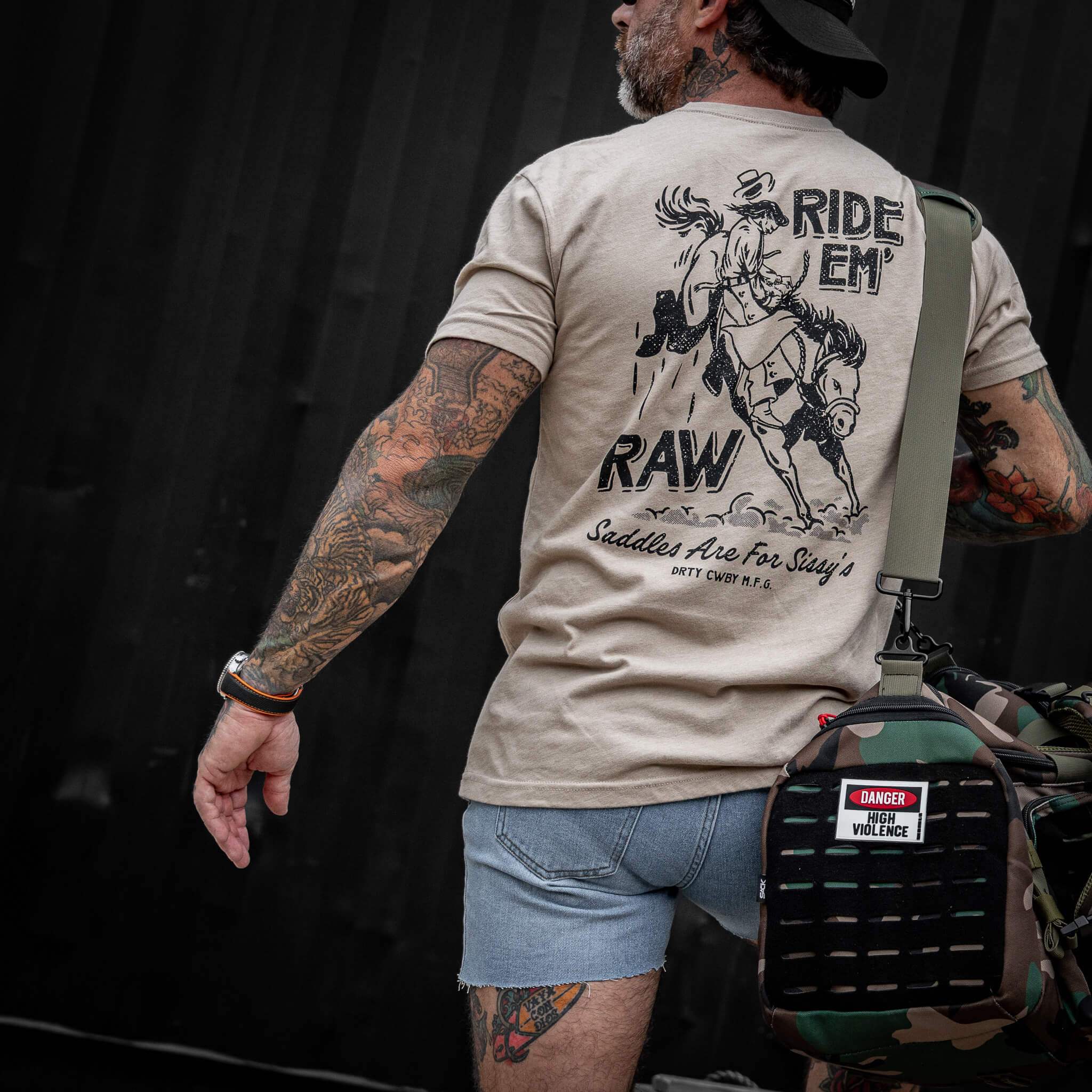 Ride 'Em Raw Saddles Are For Sissy's Men's T-Shirt - DIRTY COWBOY USA - Flyclothing LLC
